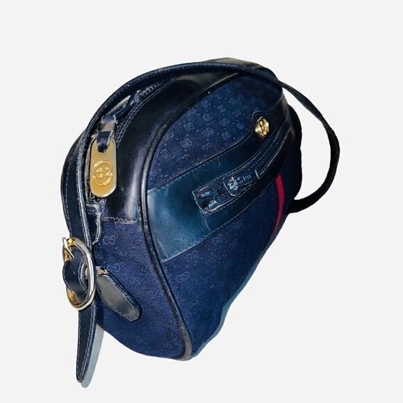 Gucci navy Gg canvas web shoulder bag - Picture 6 of 13
